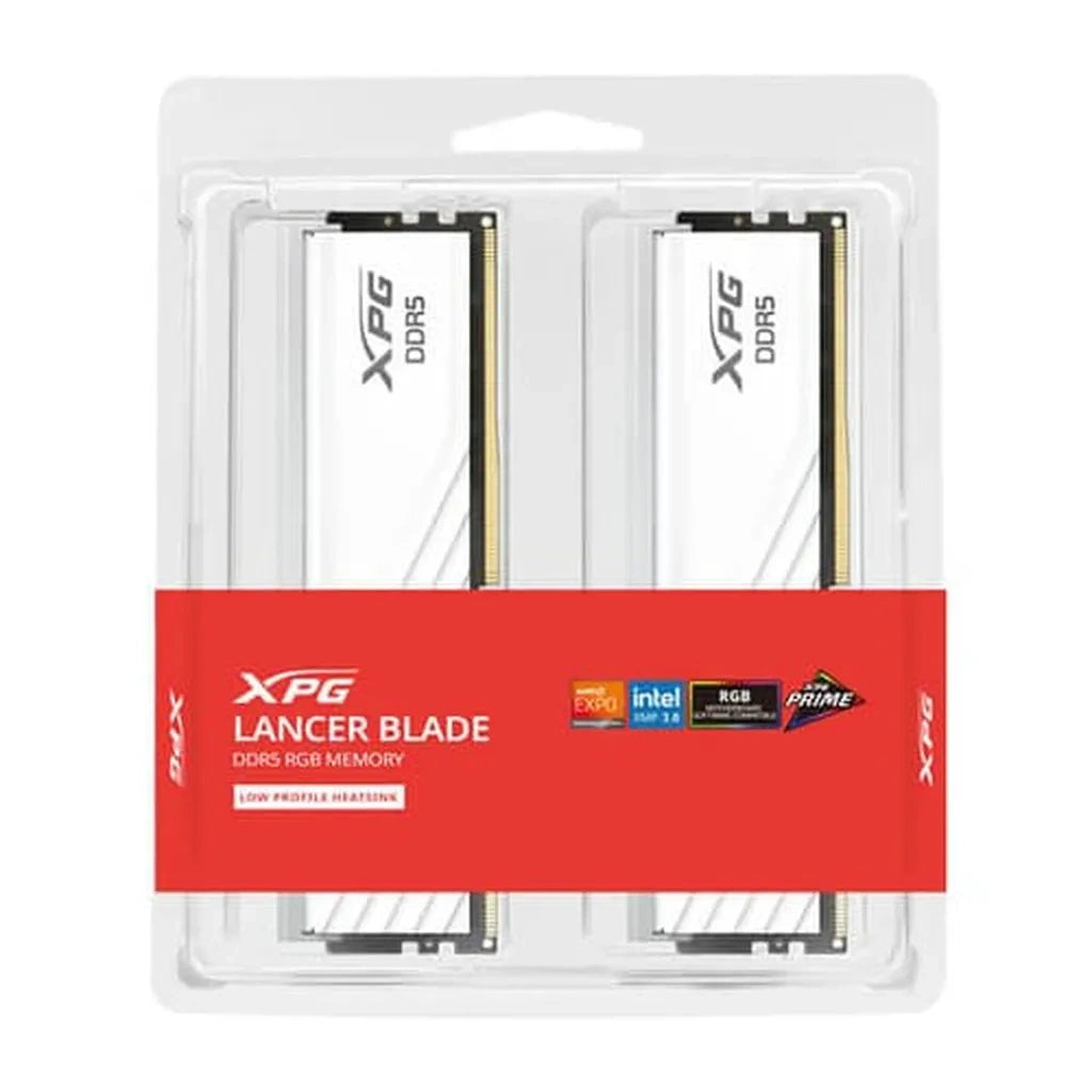 XPG LANCER BLADE RGB 48GB (2x24GB) DDR5 6000MHz CL30 RAM | White | Intel XMP 3.0 & AMD EXPO | Low Profile Gaming Desktop Memory