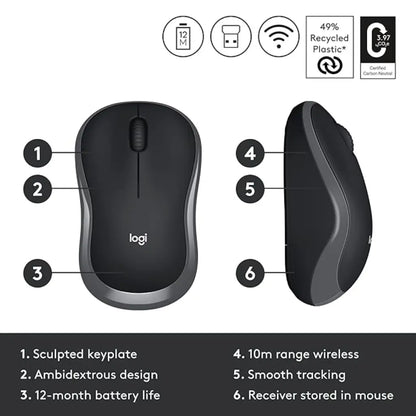 Logitech M186 2.4GHz Wireless Mouse with USB Nano Receiver