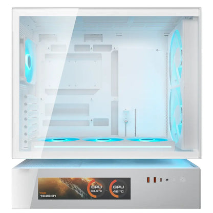 Cougar CFV235 Mesh Vision ATX Mid Tower PC Case with Central Floating Ventilation Dual 160mm ARGB PWM Fans - White