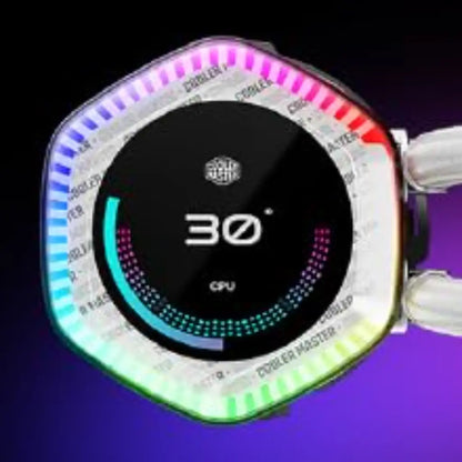 Cooler Master MasterLiquid 360 Ion ARGB LCD Display AIO Liquid CPU Cooler - White