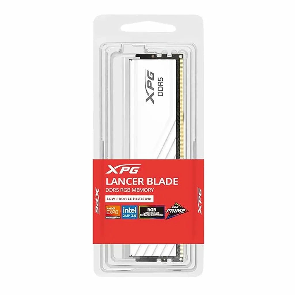 XPG LANCER BLADE RGB DDR5 RAM 16GB 6000MHz CL34 Gaming Desktop Memory White