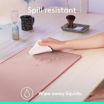 Logitech Desk Mat Studio Series Spill Resistant Anti Slip Soft Fabric Surface - Dark Rose