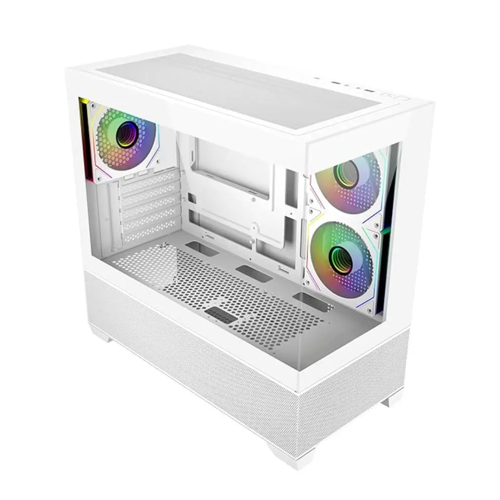 Cooler Master Elite 490 Dual Tempered Glass mATX Computer Case - White