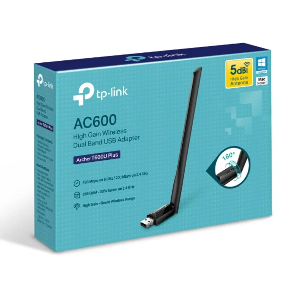 TP-Link Archer T600U Plus AC600 High Gain Dual Band USB Wi-Fi Adapter-tpstech.in