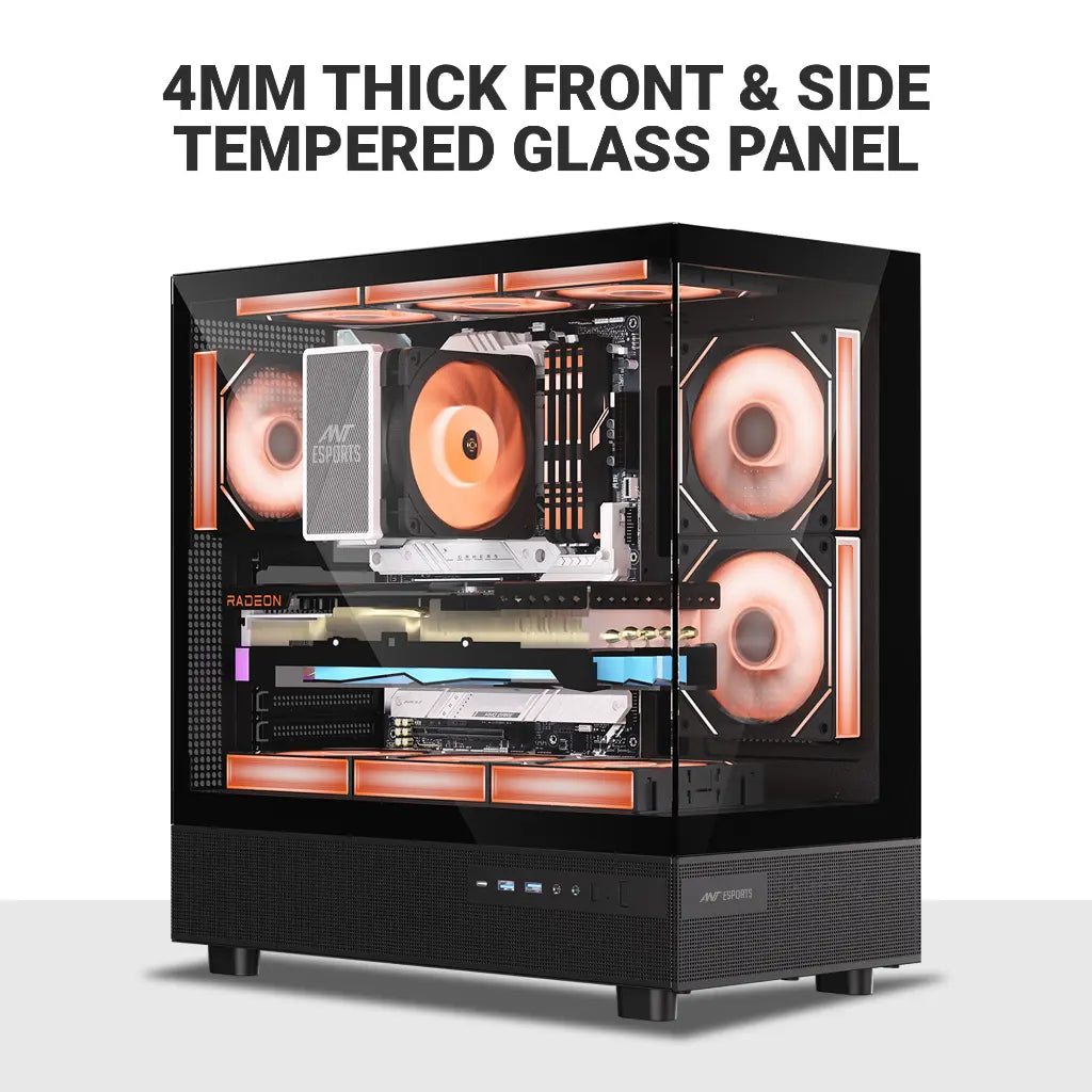 ANT Esports Crystal X6 ATX Mid Tower Gaming Cabinet Type C Black-tpstech.in