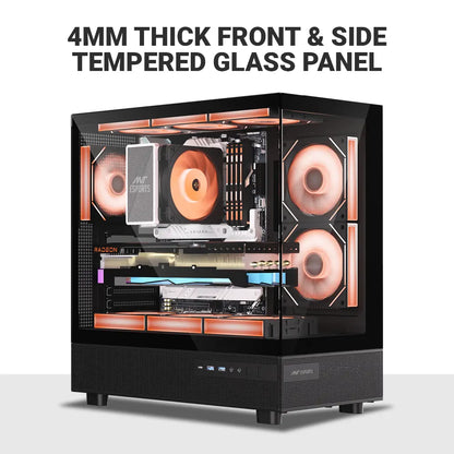 ANT Esports Crystal X6 ATX Mid Tower Gaming Cabinet Type C Black-tpstech.in