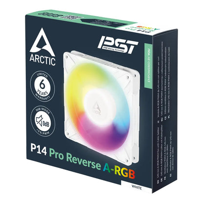 ARCTIC P14 Pro Reverse A‑RGB 140mm PWM Cabinet Fan - White-tpstech.in