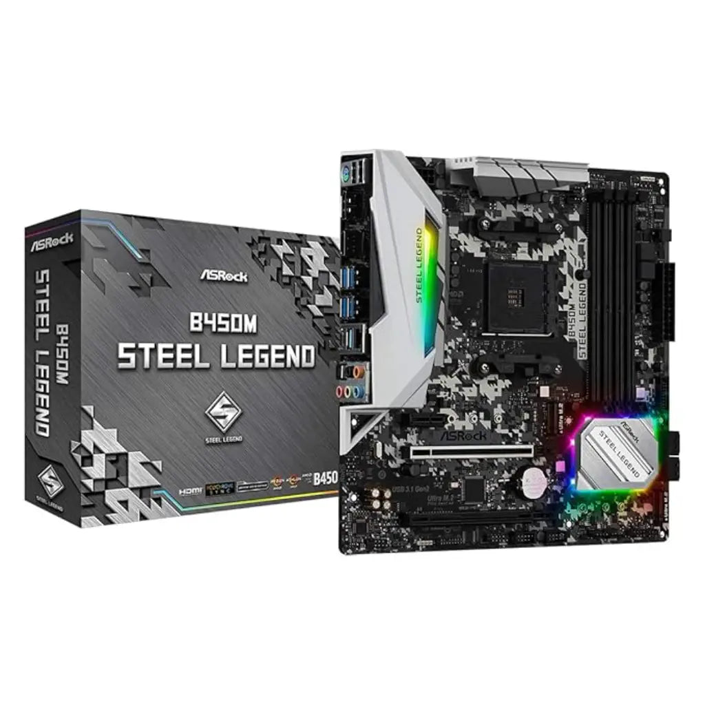 ASRock B450M Steel Legend AMD B450 AM4 Micro ATX Motherboard-tpstech.in