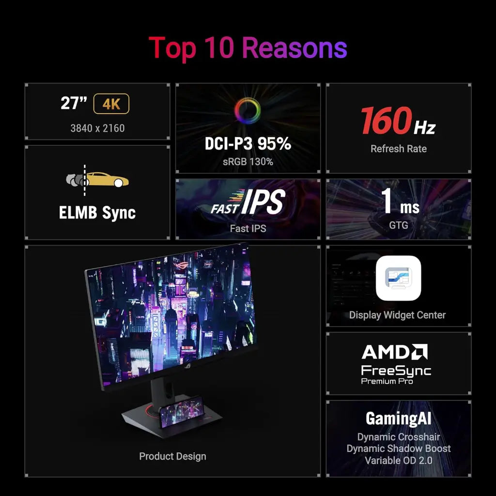 ASUS ROG Strix XG27UCS 27" 160Hz 1ms 4K UHD Gaming Monitor-tpstech.in