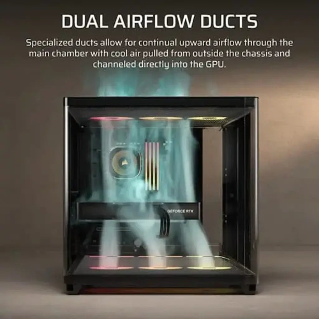Corsair AIR 5400 RS‑R ARGB Triple Chamber Mid Tower PC Case with Curved Glass-tpstech.in