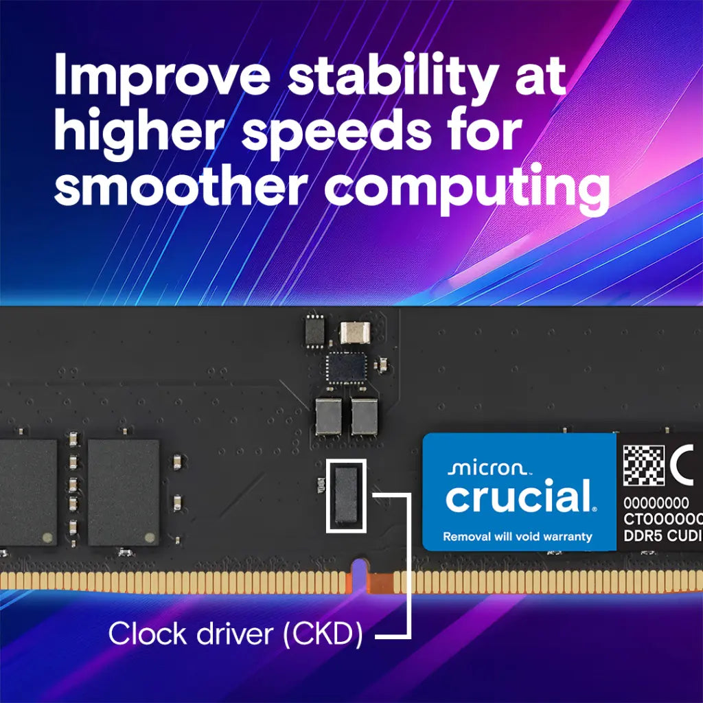 Crucial 128GB (2x64GB) DDR5 RAM 6400MHz CL52 CUDIMM Desktop Memory-tpstech.in