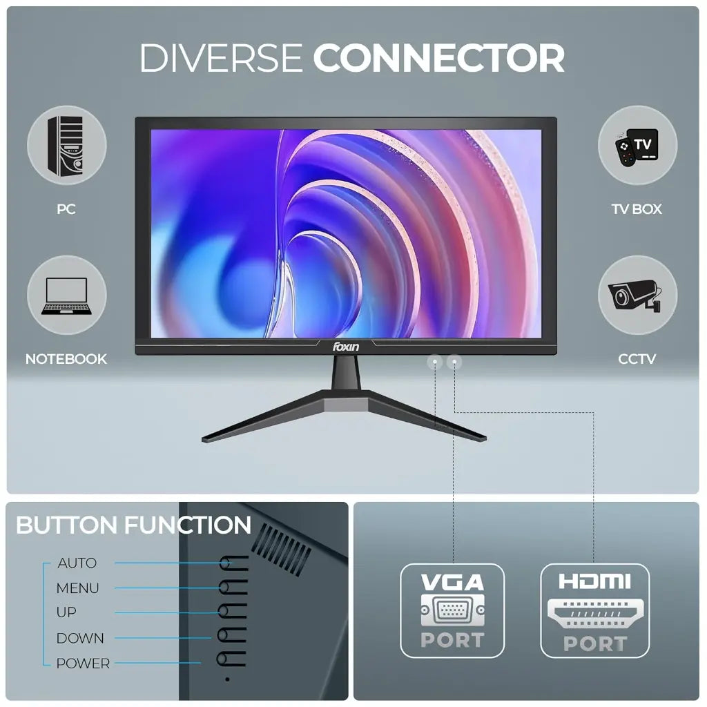 Foxin 24" 60Hz 5ms Crystal Flat Full HD LED Monitor Wall Mountable-tpstech.in