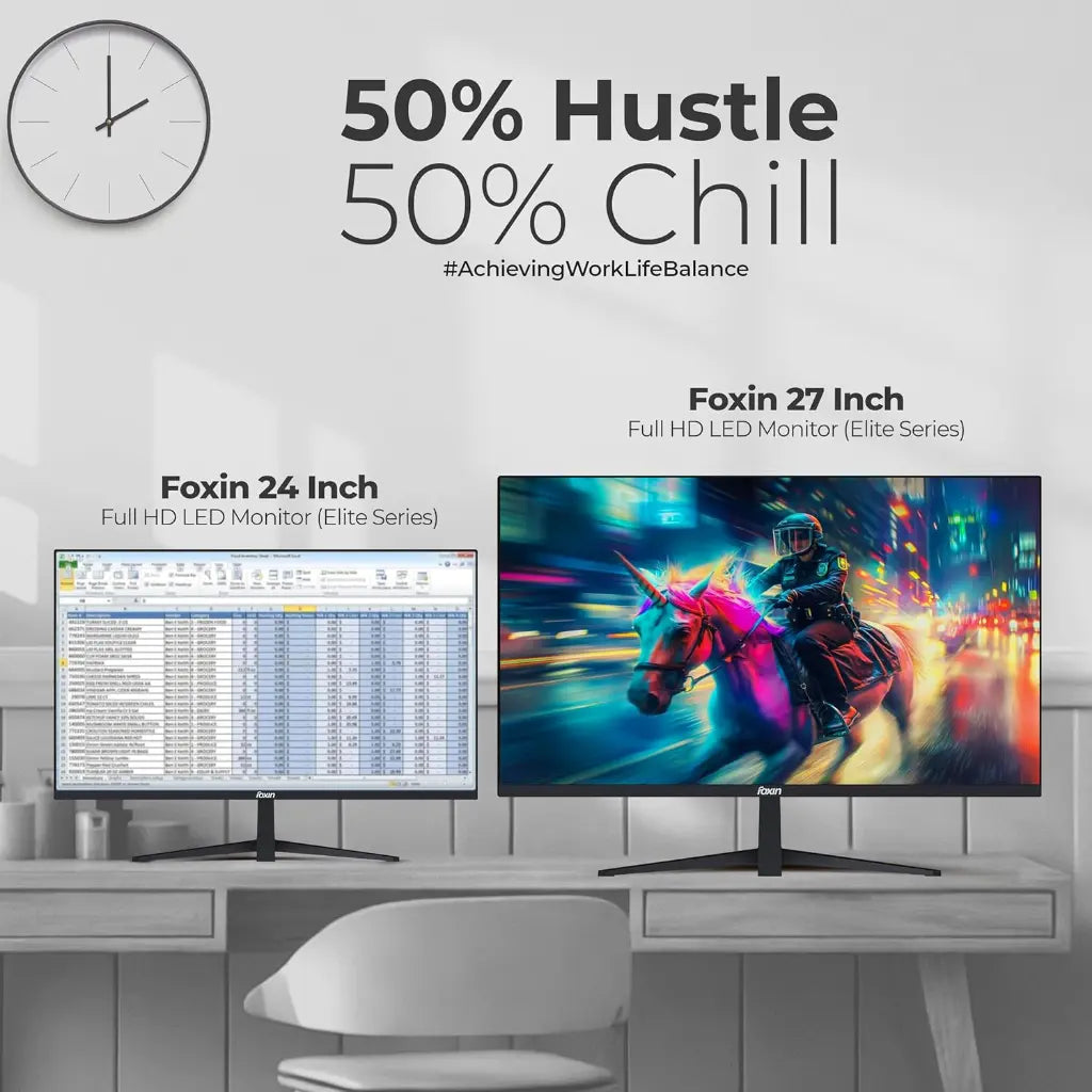 Foxin Elite Series 24" 100Hz Full HD Flat LED Monitor Frameless Design-tpstech.in