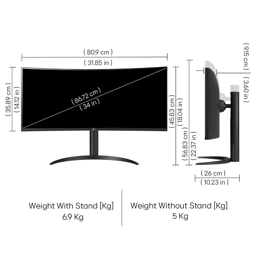 LG 34WR55QK 34" 100Hz Curved UltraWide QHD Monitor-tpstech.in