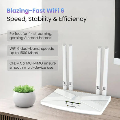 Lapcare W666 4G SIM WiFi 6 Router with 4 High‑Gain Antennas-tpstech.in