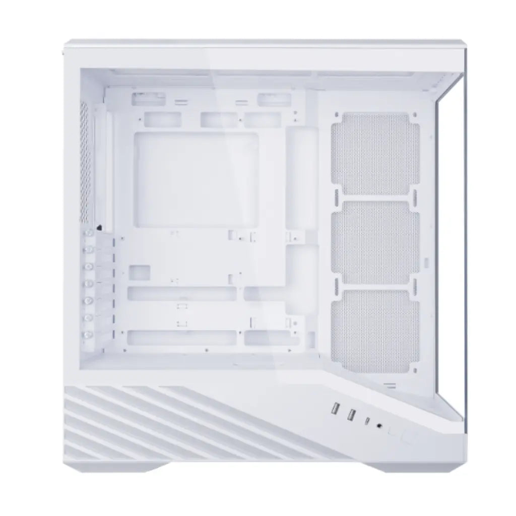 Lian Li Vector V100W Mid Tower Dual Tempered Glass PC Case with Back‑Connect Support - White-tpstech.in