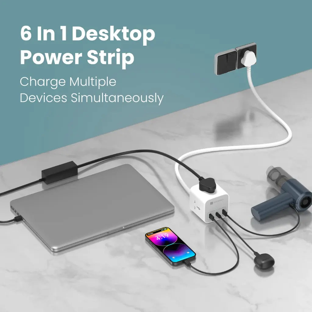 Portronics 20W Volt 20 High Speed Smart Desktop Charger with 3M Copper Cable-tpstech.in