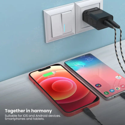 Portronics Adapto 45 POR 1445 20W Dual Port Fast Charger with USB C and USB A Output-tpstech.in