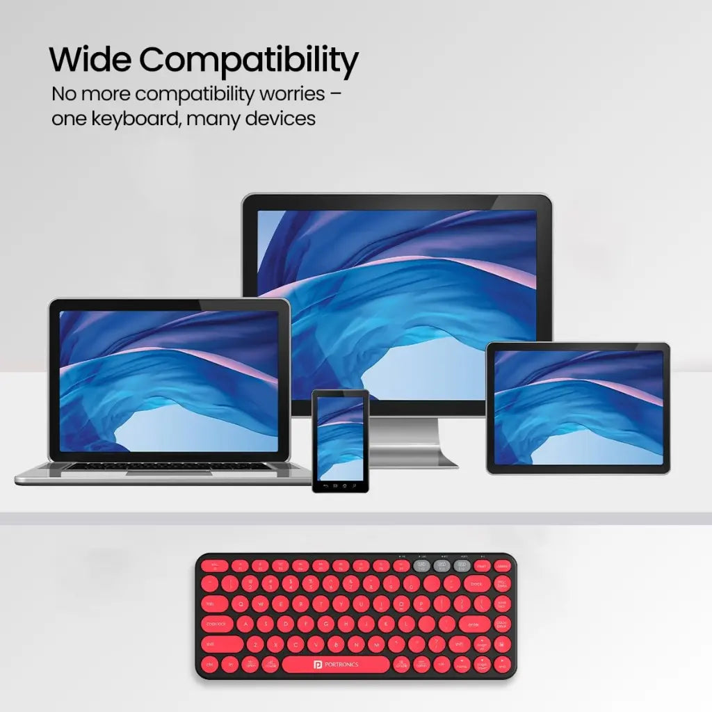 Portronics Bubble 2.0 POR 347 Wireless Keyboard Bluetooth 5.3 and 2.4GHz Dual Mode-tpstech.in