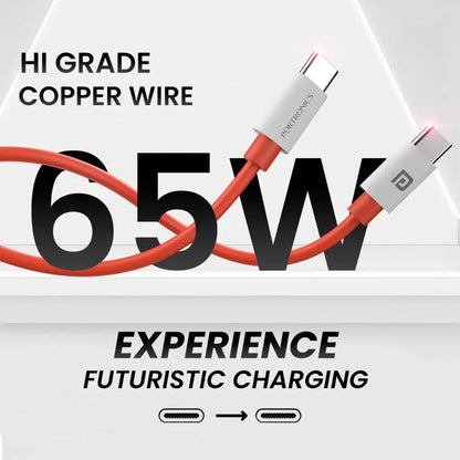 Portronics Konnect Dash Max POR 2067 65W Type C to Type C Fast Charging Cable 1M - Red-tpstech.in