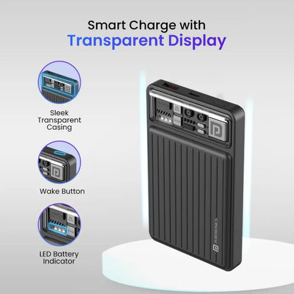 Portronics Luxcell Mini 10K 10000mAh Power Bank 22.5W Fast Charging - Black-tpstech.in