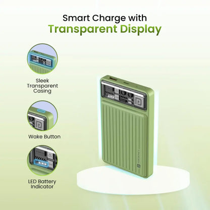 Portronics Luxcell Mini 10K 10000mAh Power Bank 22.5W Fast Charging - Green-tpstech.in