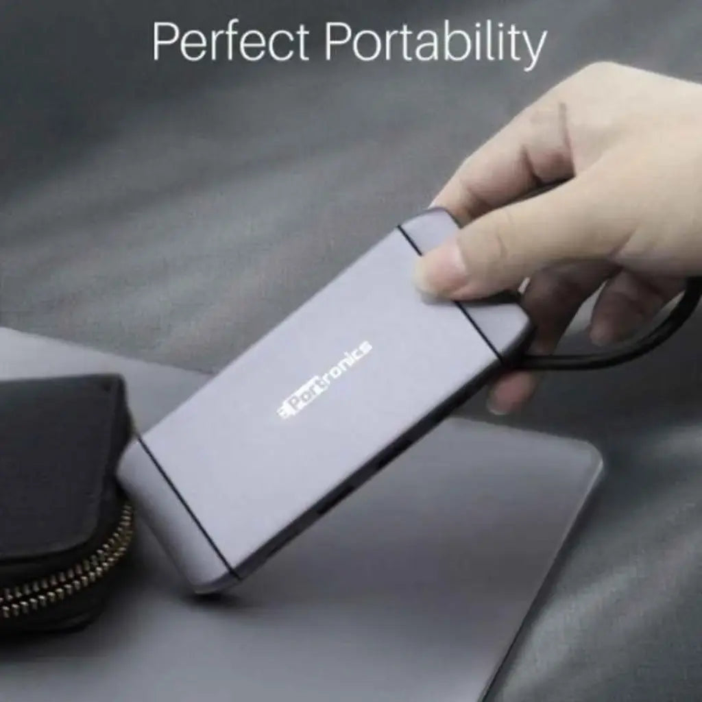 Portronics Mport 9C POR 1197 USB C Multiport Hub 9 in 1 with HDMI VGA RJ45 - Silver-tpstech.in