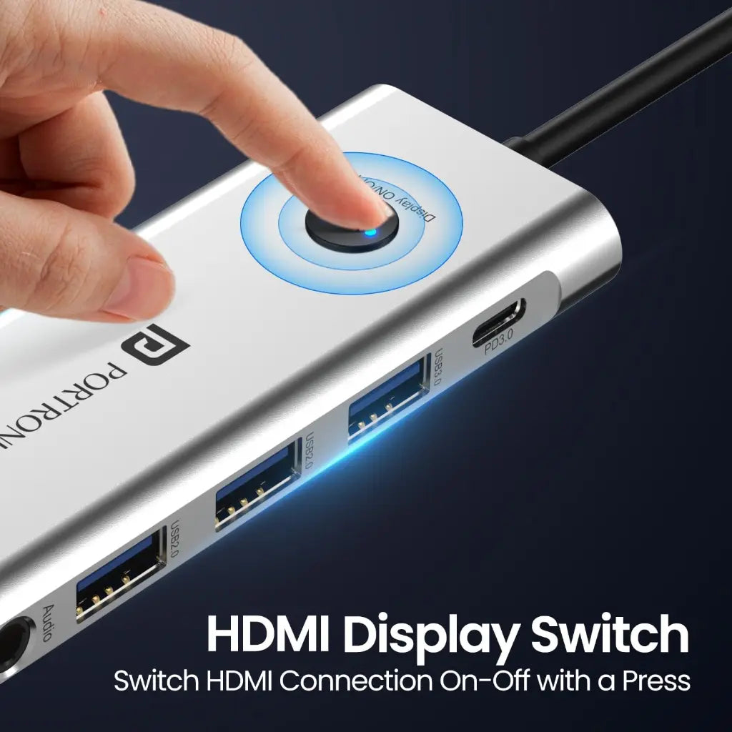 Portronics Mport One POR 2349 9 in 1 USB C Hub with 4K 60Hz HDMI-tpstech.in