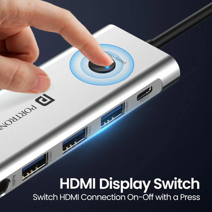 Portronics Mport One POR 2349 9 in 1 USB C Hub with 4K 60Hz HDMI-tpstech.in