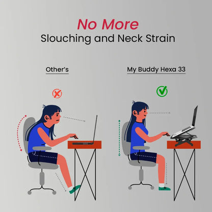 Portronics My Buddy Hexa 33 POR 1924 Laptop Stand with 10 Adjustable Heights & Phone Holder-tpstech.in