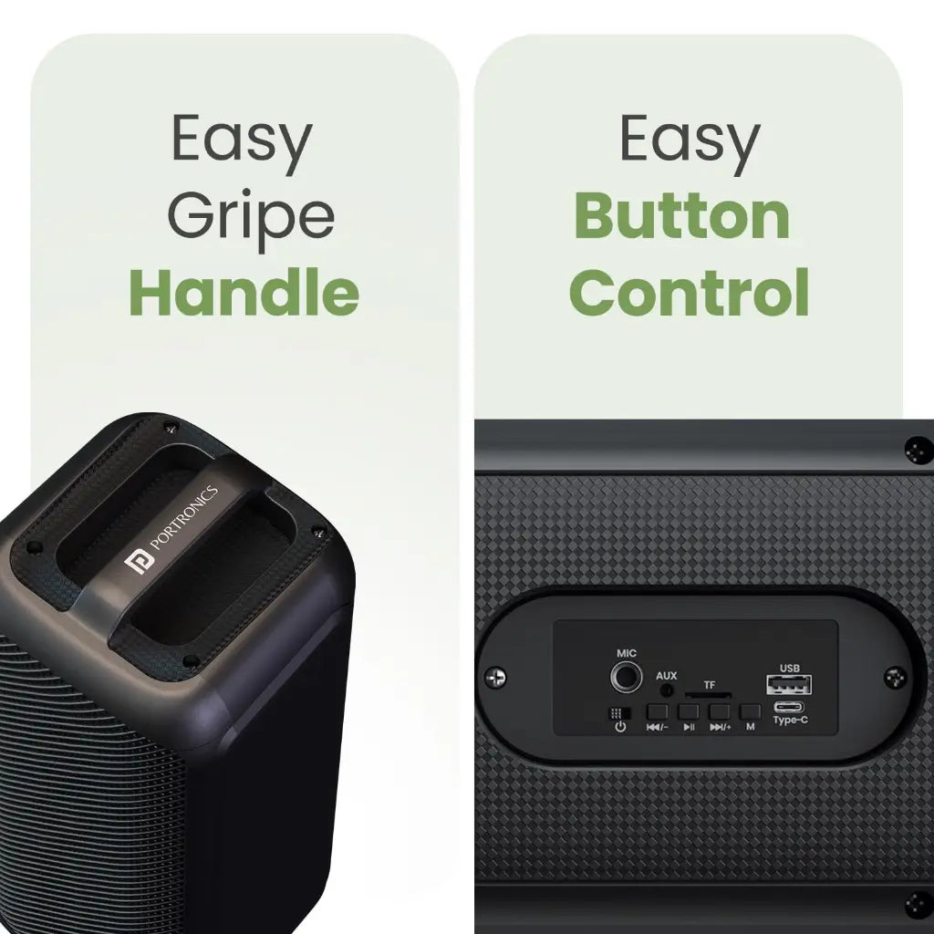 Portronics Rumble POR 2345 25W Bluetooth 5.3 Party Speaker with Wired Mic 5 Hour Playtime-tpstech.in