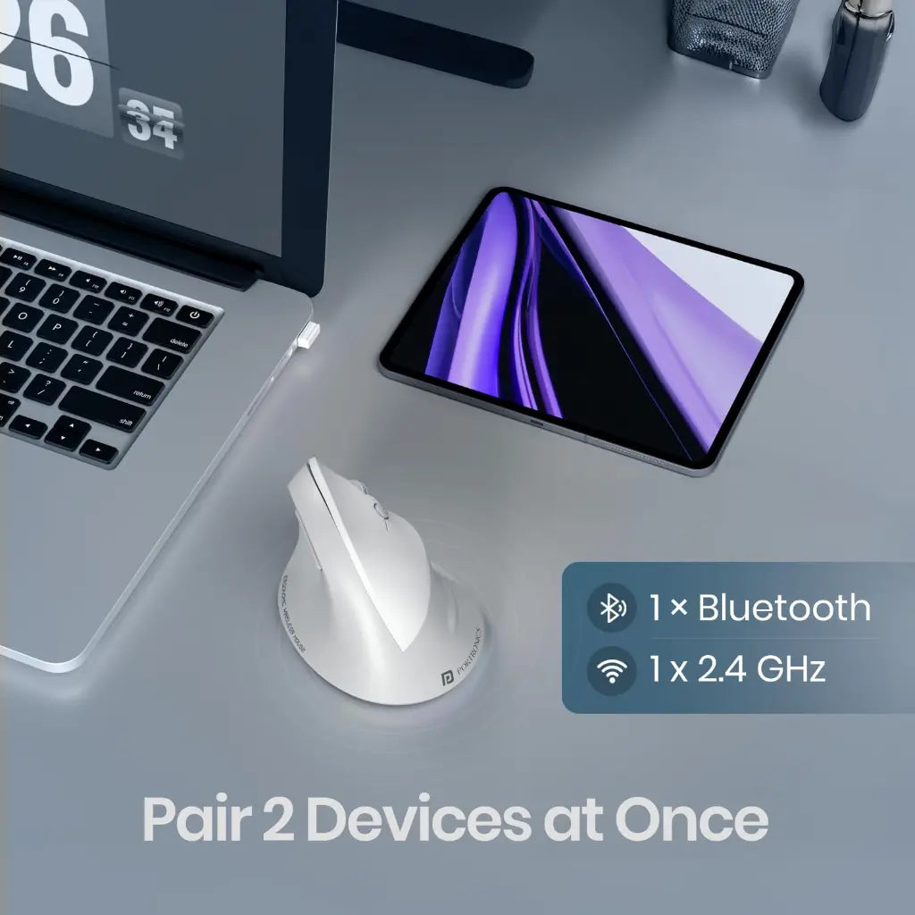 Portronics Toad Ergo 4 POR 3211 Vertical Wireless Mouse Bluetooth 4000 DPI-tpstech.in