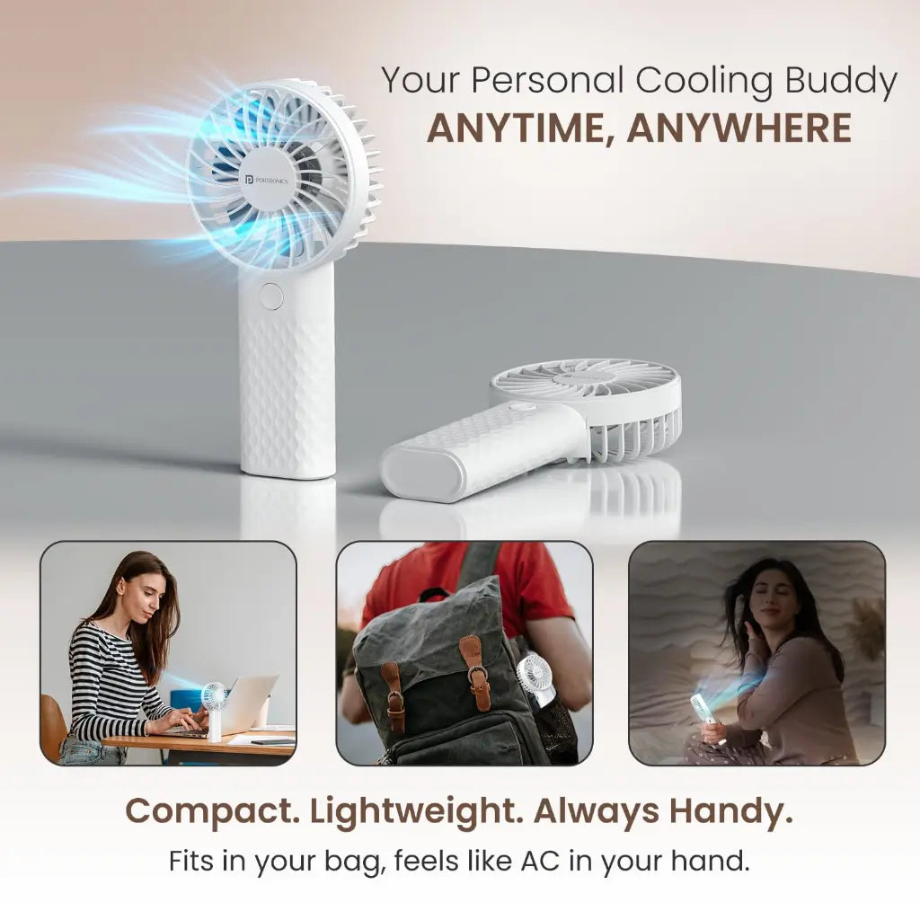 Portronics Toofan Mini 2 POR 3182 Handheld Personal Fan with 2000mAh Rechargeable Battery-tpstech.in