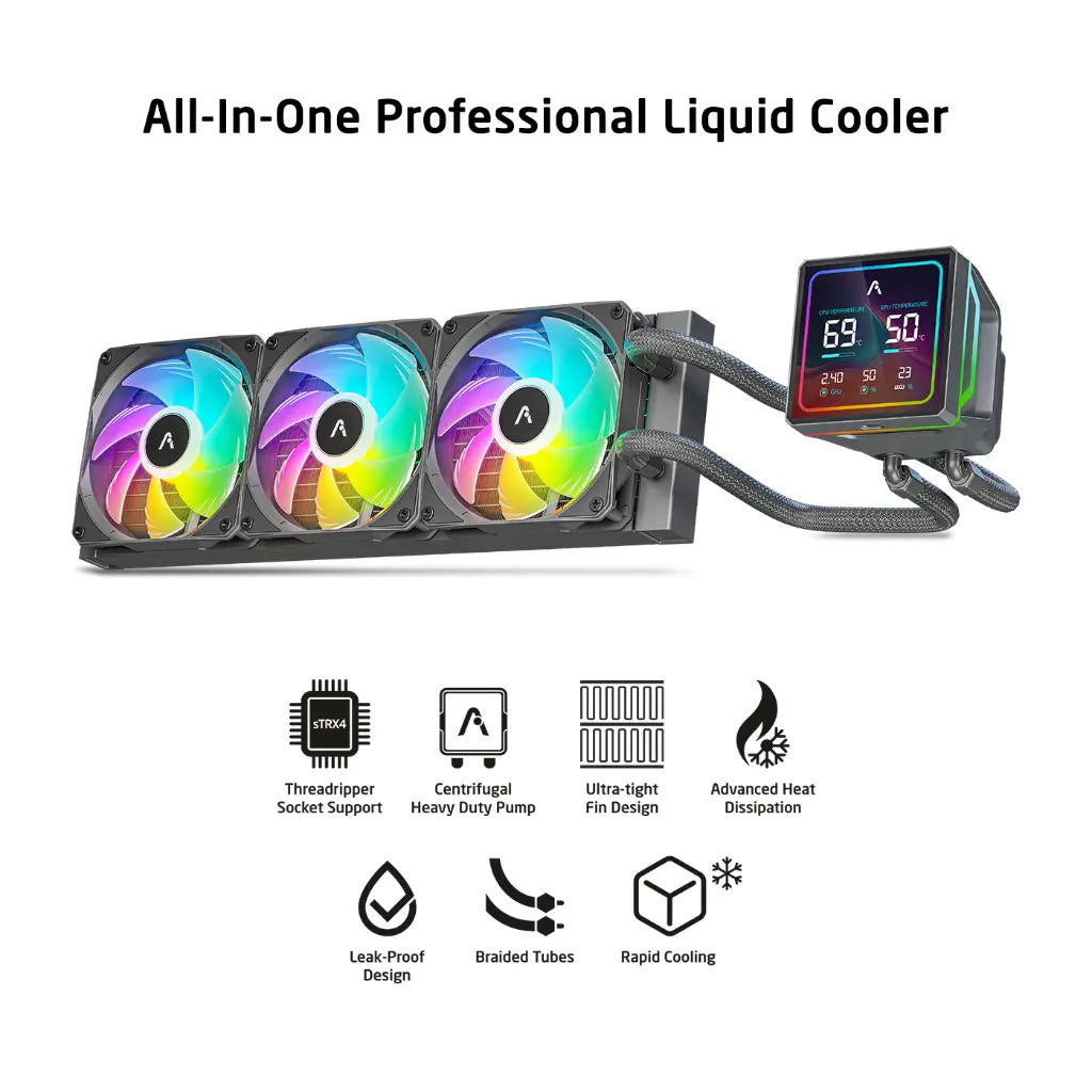 Prolab AI360 LCD 360mm AIO Liquid Cooler with 4″ IPS Display-tpstech.in