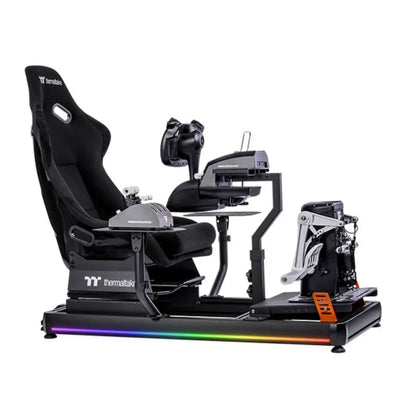 Thermaltake GF500 Flight Simulator Cockpit Snow Aluminum Frame RGB Gaming Seat - Black-tpstechin