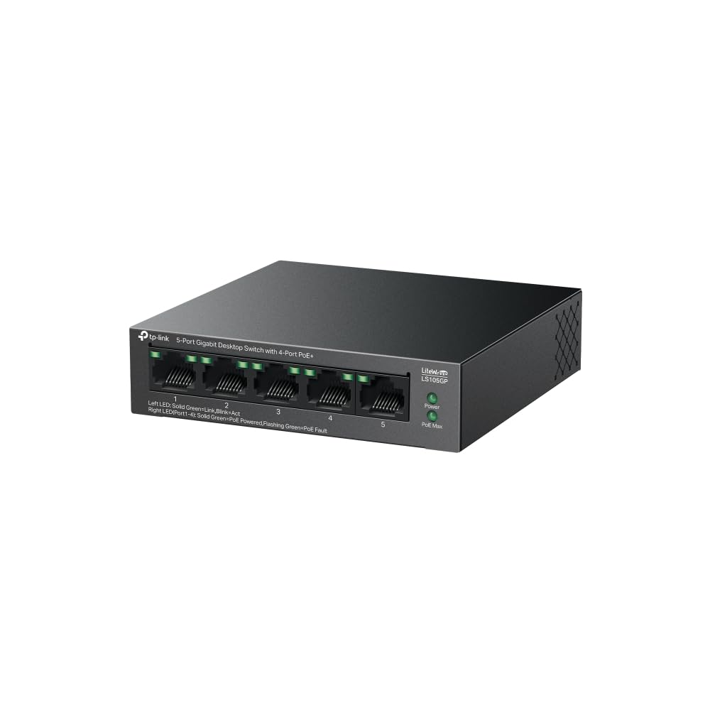 TP-Link LS105GP 5-Port Gigabit Desktop Ethernet Switch with 4-Port PoE+