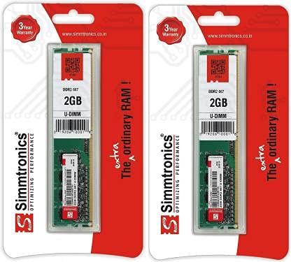 Simmtronics 2GB DDR2 Desktop RAM 667 MHz with 3 Year Warranty ( Pack Of 2 )