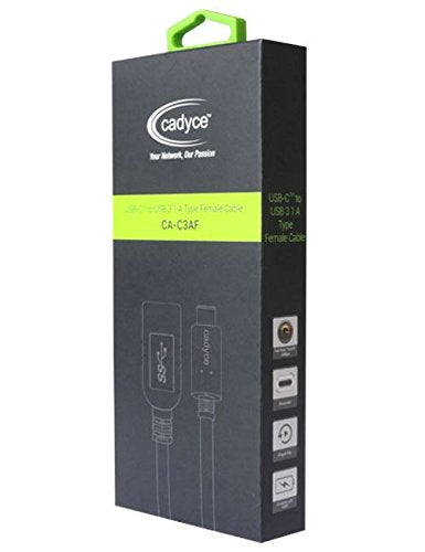 Cadyce CA-C3AF Cadmium Premium Braided USB Type C to USB 3.0 A Type Female Converter