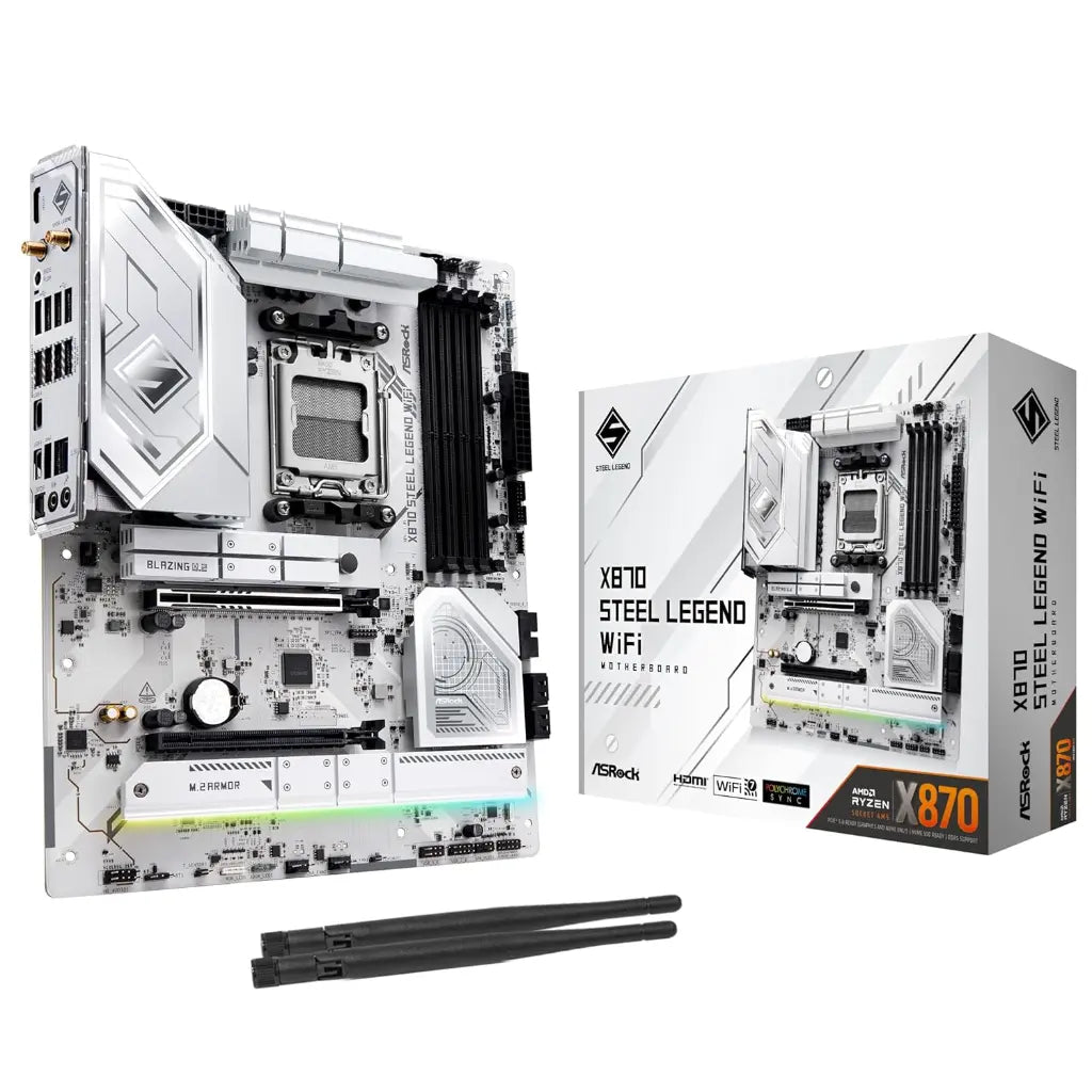 ASRock X870 Steel Legend WiFi AMD X870 AM5 DDR5 ATX Motherboard-tpstech.in