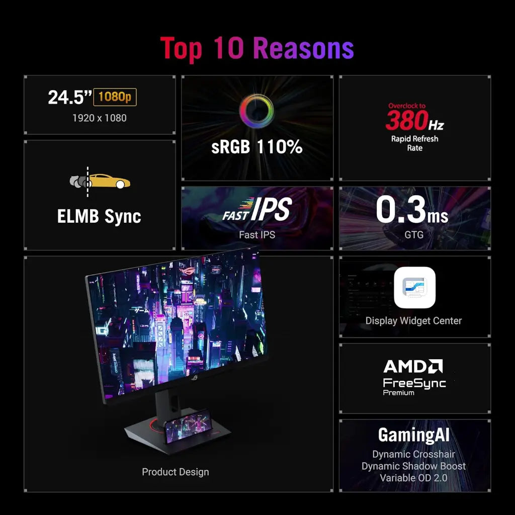ASUS ROG Strix XG259QNS 24.5" 380Hz 0.3ms FHD Fast IPS Gaming Monitor-tpstech.in