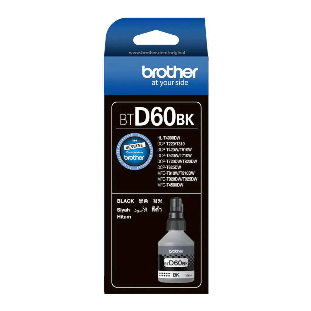 Brother BT‑D60BK Original Black Ink Bottle 108ml Ultra High Yield Ink Refill for Brother DCP‑T & MFC‑T Series Printers-tpstech.in