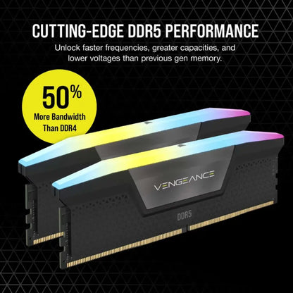 CORSAIR Vengeance RGB 96GB (2x48GB) DDR5 RAM 5200MHz CL38 Desktop Memory Kit – Black-tpstech.in