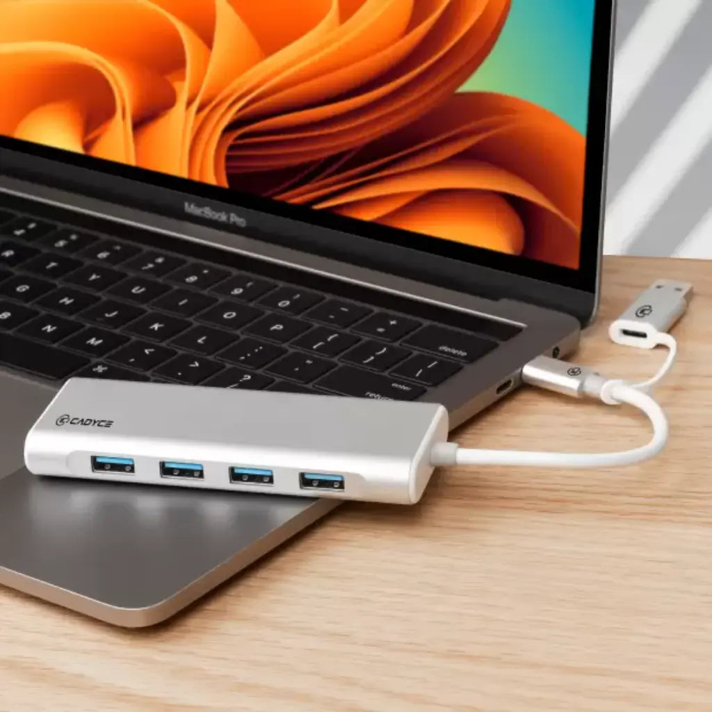 Cadyce CA-UC4H USB-C & USB 3.0 4-Port Hub Plug & Play Windows & Mac Compatible-tpstech.in