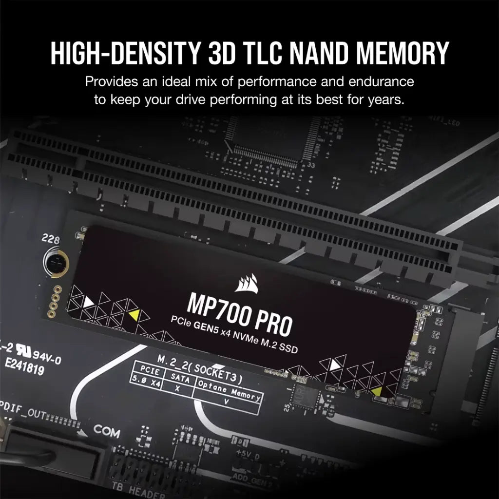 Corsair MP700 Pro 1TB PCIe Gen5 x4 NVMe 2.0 M.2 Internal SSD-tpstech.in