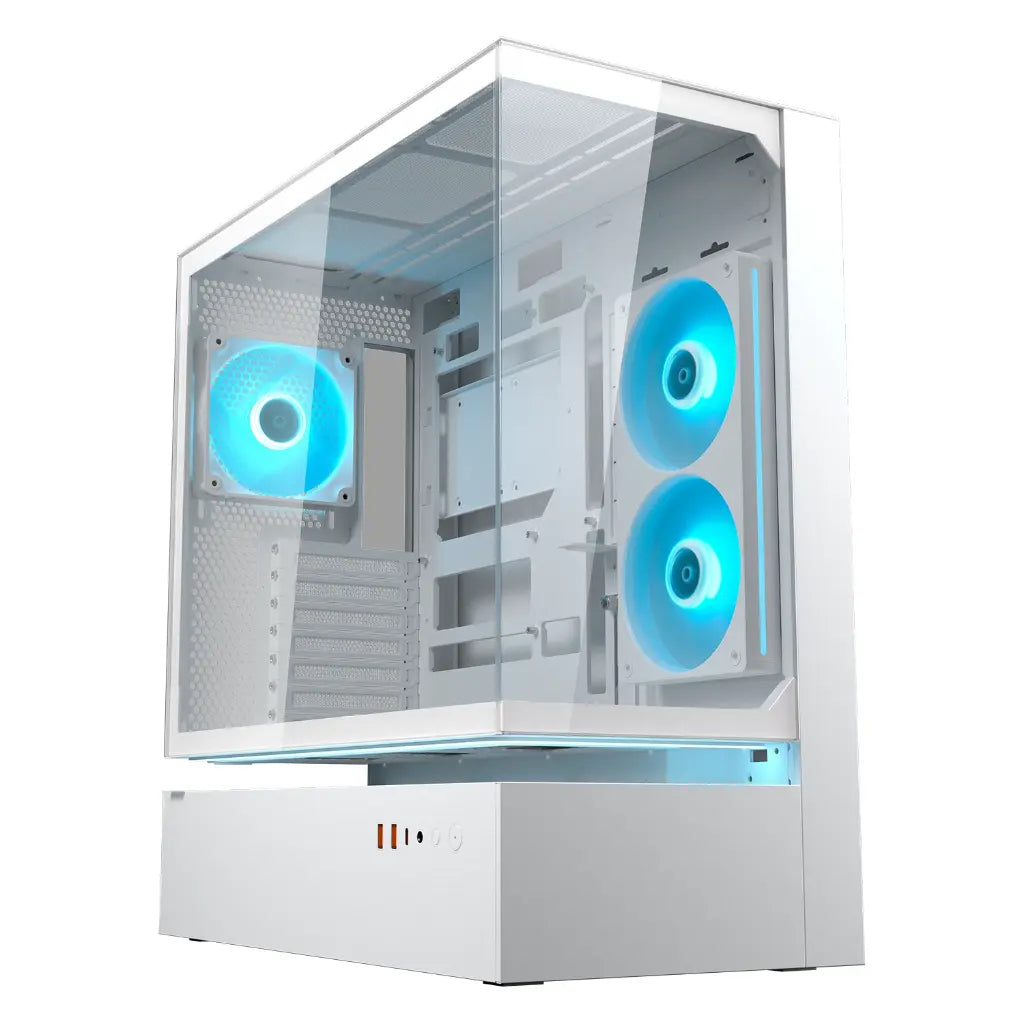 Cougar CFV235 Tempered Glass ATX Mid‑Tower Gaming Case with Central Floating Ventilation - White-tpstech.in