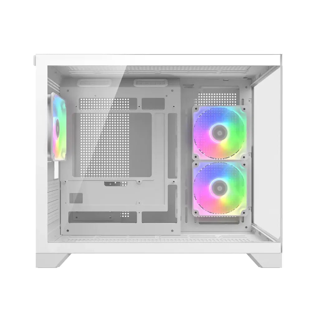 Cougar FV150 Mini RGB Mini Tower Dual‑Chamber PC Case with Tempered Glass - White-tpstech.in
