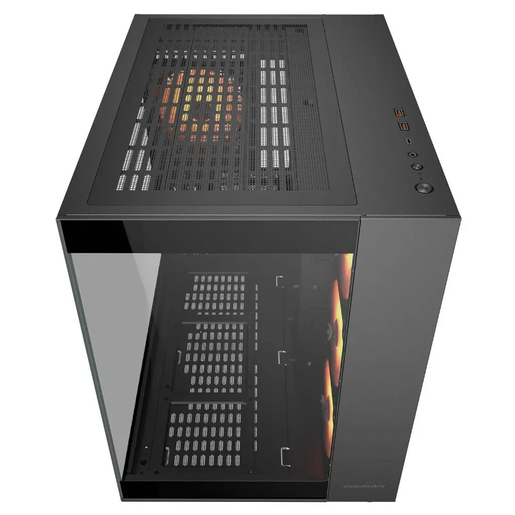 Cougar FV150 RGB Tempered Glass Mid Tower Dual-Chamber ATX Computer Case with 4 Pre-Installed ARGB Fans-  Black-tpstech.in