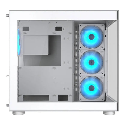 Cougar FV150 RGB Tempered Glass Mid Tower Dual-Chamber ATX Computer Case with 4 Pre-Installed ARGB Fans- White-tpstech.in