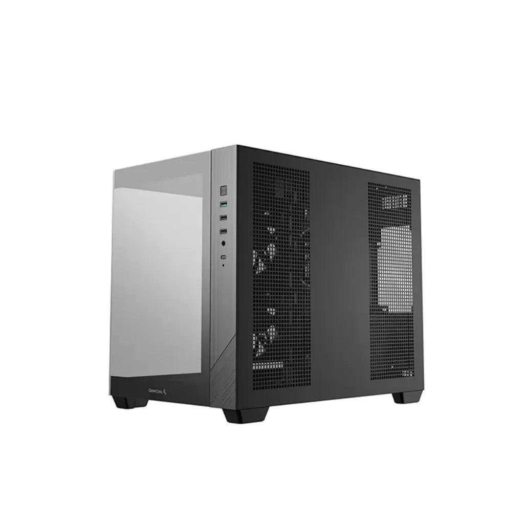 Deepcool CG330 3F Panoramic Dual‑Chamber Micro‑ATX Case with Tempered Glass - Black-tpstech.in