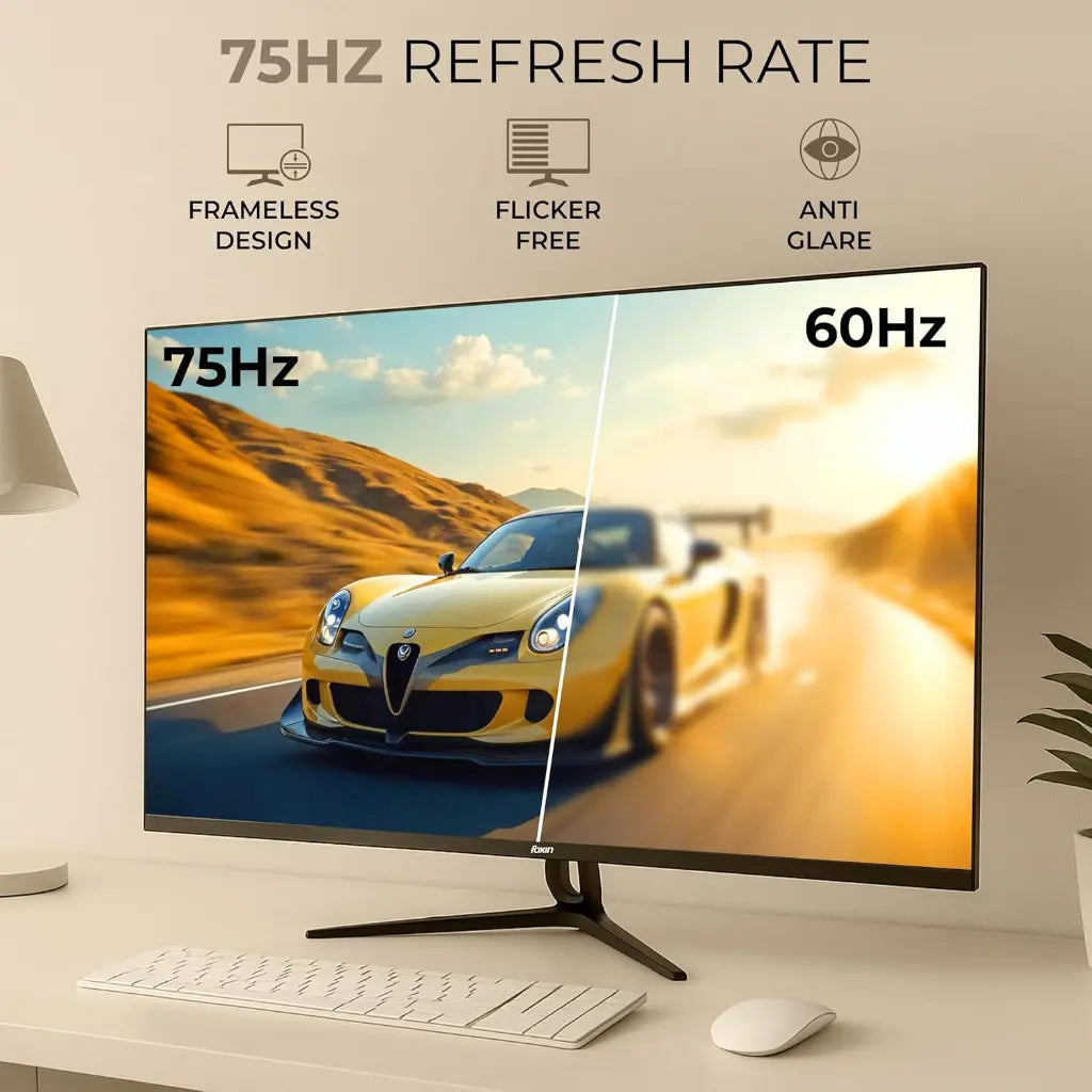 Foxin Elite 32" 75Hz FHD LED Monitor with HDMI VGA & Built‑In Speakers-tpstech.in